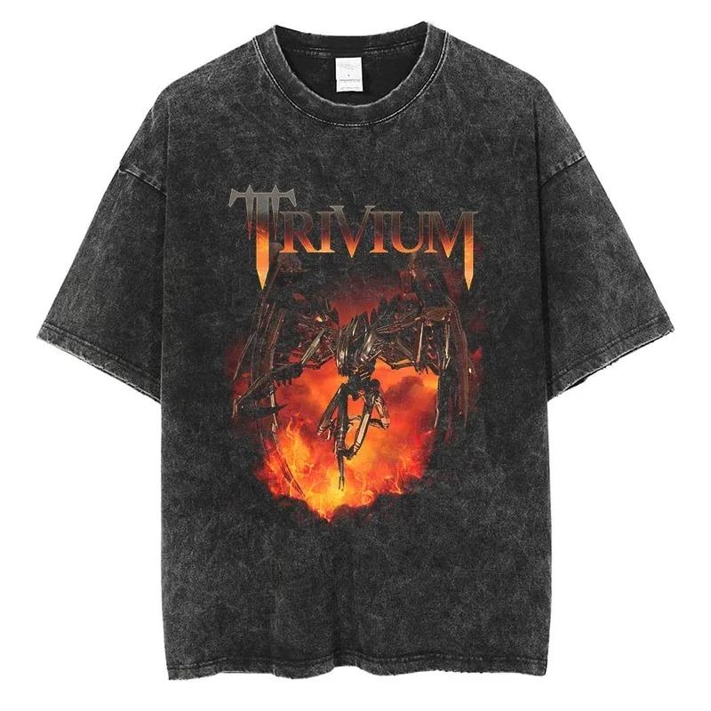 Metalowy Zespół Trivium Shogun Plakat Koszulki Męskie Damskie Bawełna Vintage Spłowiałe Highstreet Oversize Męskie Damskie Koszulki Letnie