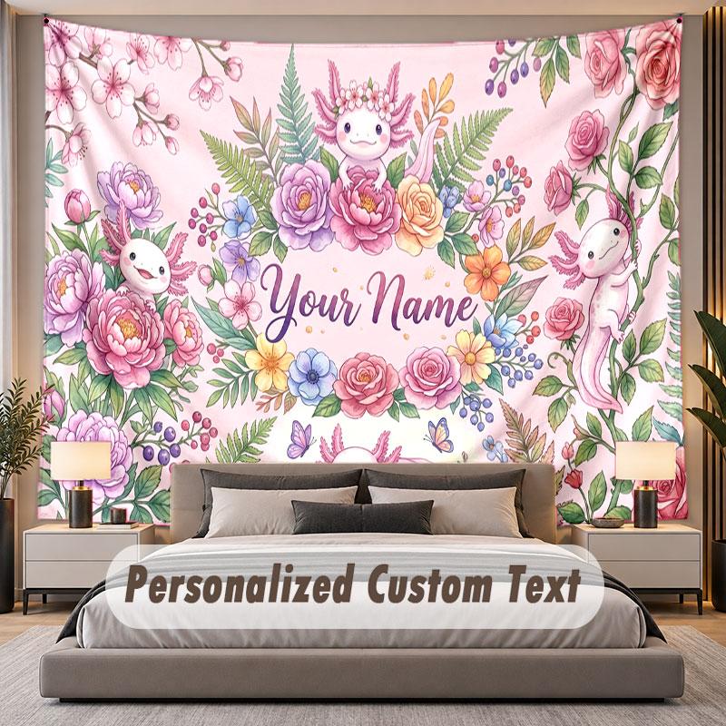 Floral Garden (144) Theme Personalized Tapestry Custom Name Text Wall Hanging Tapestry Home Background Decoration