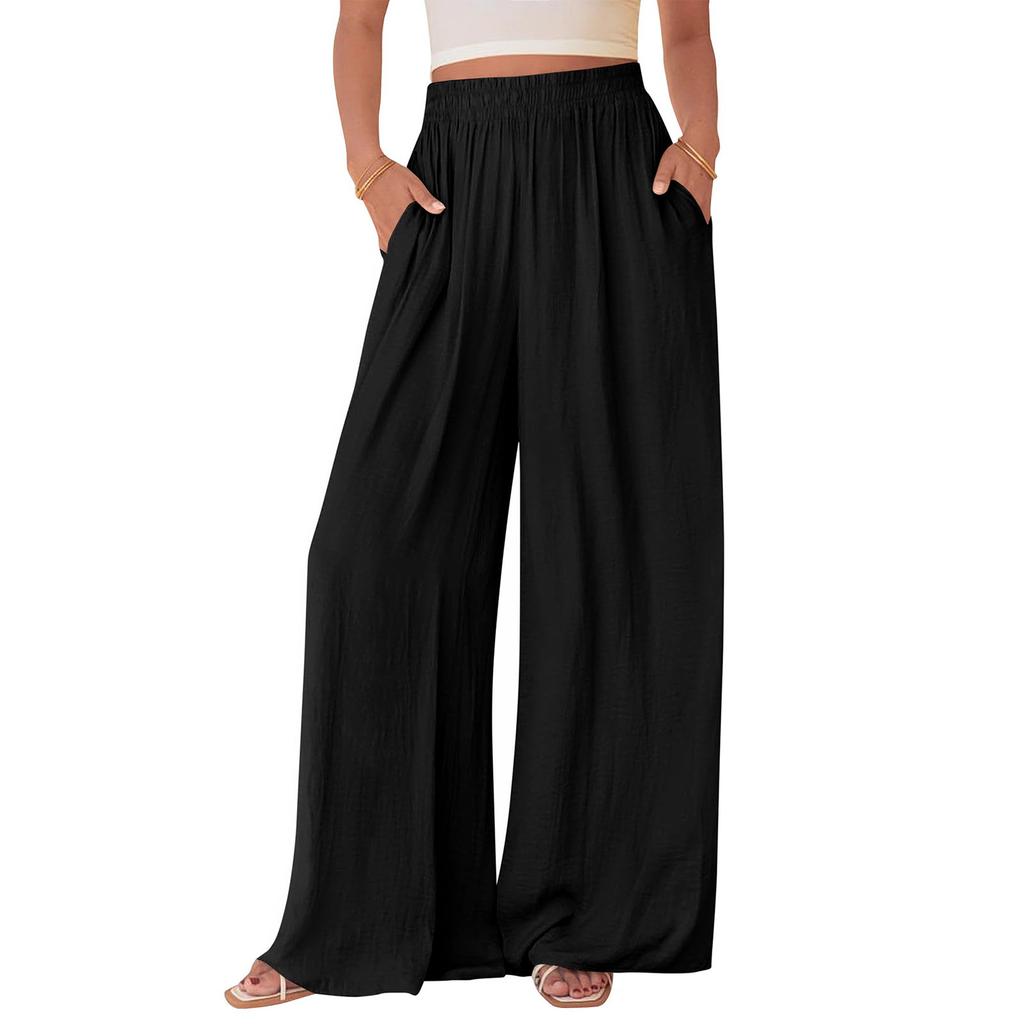 Women's Casual And Fashionable Color Loose Pants With Pocketes