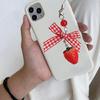 Aesthetic Strawberry Phone Chain Bowknot Phone Charm Tomato Bag Pendant for Girl