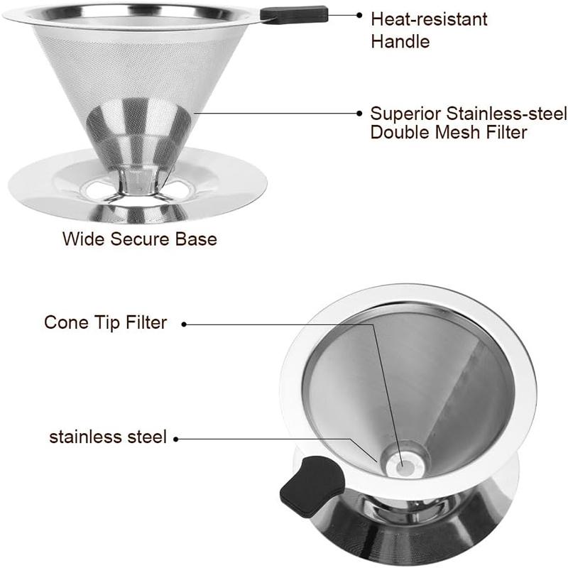 Stainless Steel Coffee Filter Pour Over Coffee Dripper Reusable Paperless Coffee Drip Coffee Strainer Kitchen Coffee Accessories