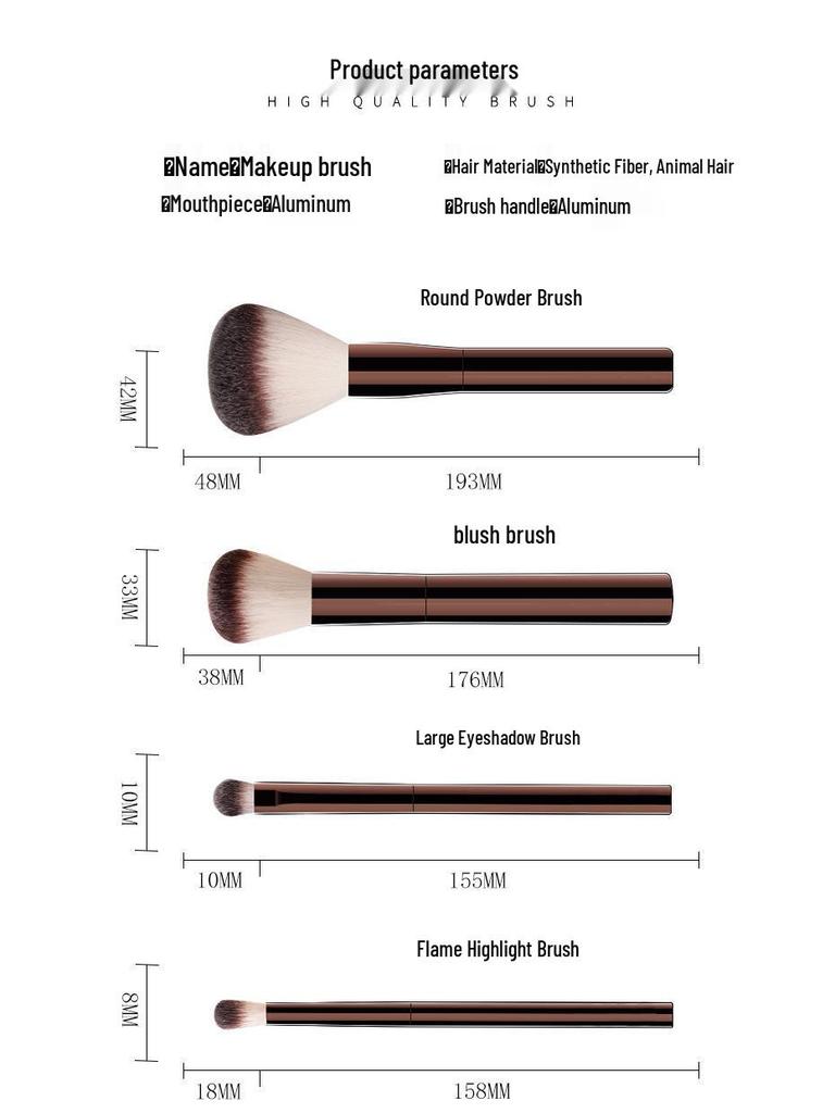 HG Complete Makeup Brush Set: Powder, Blush, Foundation, Eyeshadow, Concealer & Lip Brushes - Mo Yu Beauty Tools