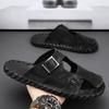 Men Baotou Shoes Sandals Summer Leather Slippers Retro Fashion Men Shoes Man's Beach Slippers Toe Protection for Male Swim Walk