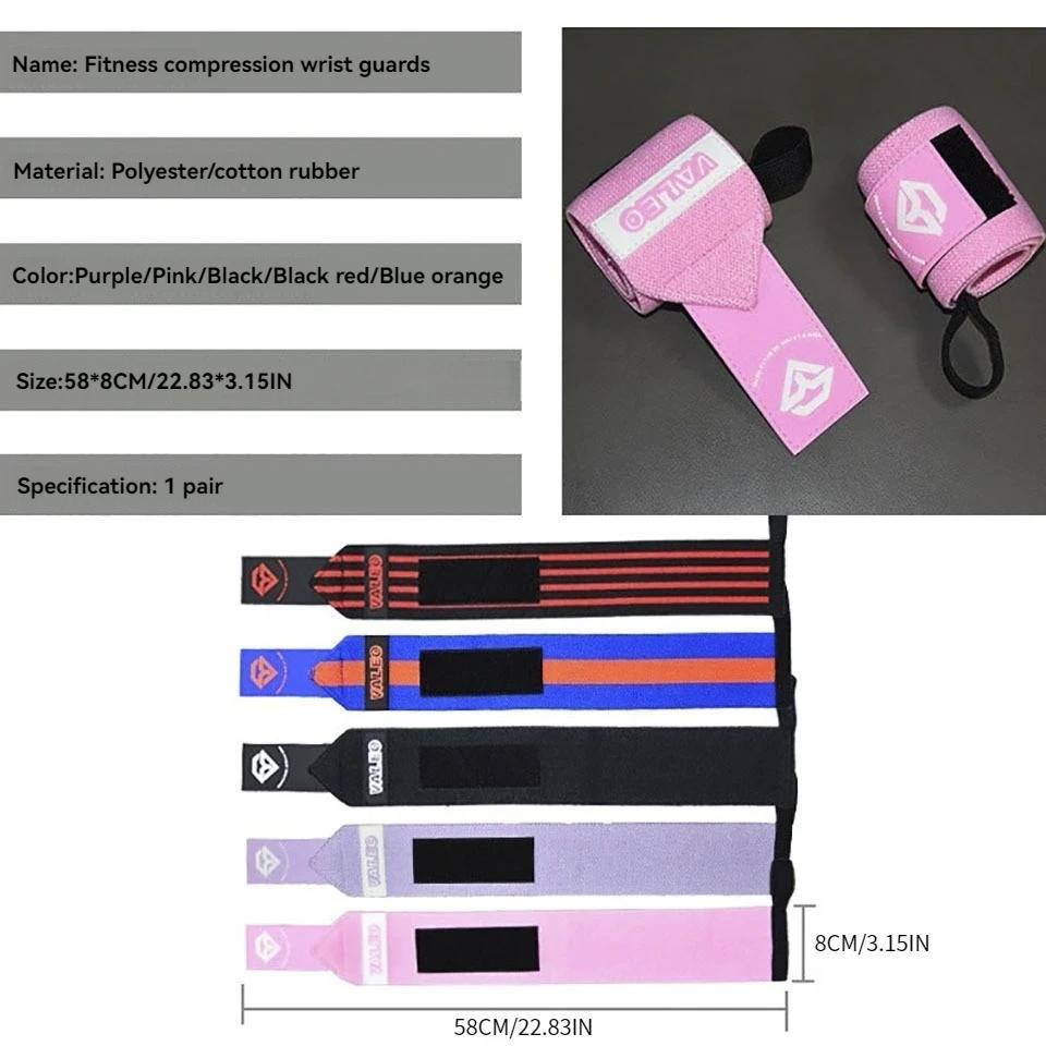 Loogdeel 1Pair Sport Wrist Wrap Sweat Absorbing Pressurized Fitness Weightlifting Bench Press Wrap Around Wristband Sprain Brace