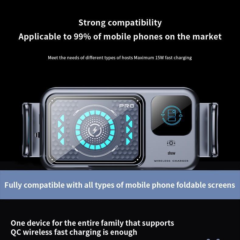 Wireless Charging Car Phone Holder for Huawei with Rotatable Mount and Foldable Screen Compatibility серебряный