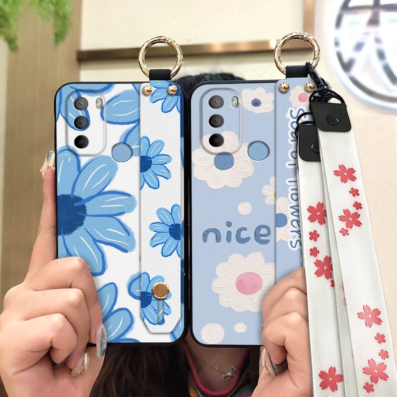 Waterproof Ring Phone Case For MOTO G31 With Fingerprint/XT2173-1 Dirt-resistant Wrist Strap Flower Lanyard Protective