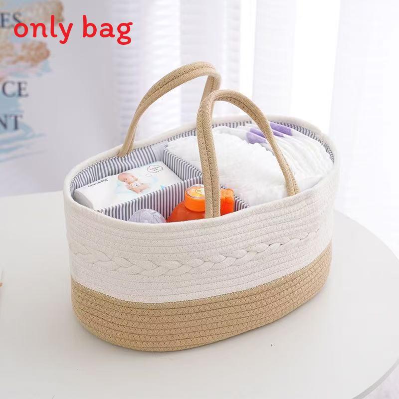 Baby Diaper Storage Basket With Removable Dividers And Cotton Rope For Nursery Organization