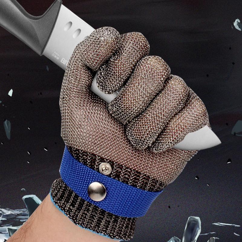 1pc Guanti in acciaio inossidabile Anti-taglio di sicurezza Resistente al taglio Guanti protettivi a mano in metallo a base di carne per coltello da macellaio a prova di pugnalata