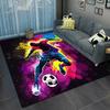 Colorful Football Player Action Print Flannel Rug Durable Soft Carpet For Living Room Bedroom Kids Room Sport Decor Artistic