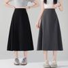 Plus Size Korean Style Slimming Black Skirt - Thin Material, Versatile, Solid Color, Spring/Summer