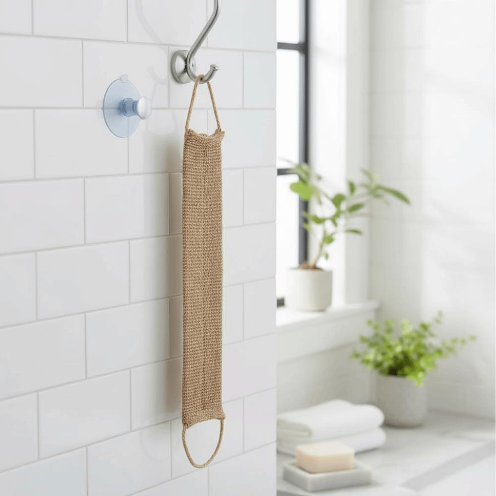 Rustic Style Jute Back Scrubber Set Richly Foamy Bath Belt Household Back Shower Strap  Bathroom