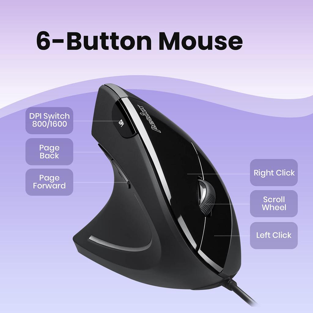 Perixx Left Hand Ergonomic Mouse Ergonomics PERIMICE-513L (Wired USB)