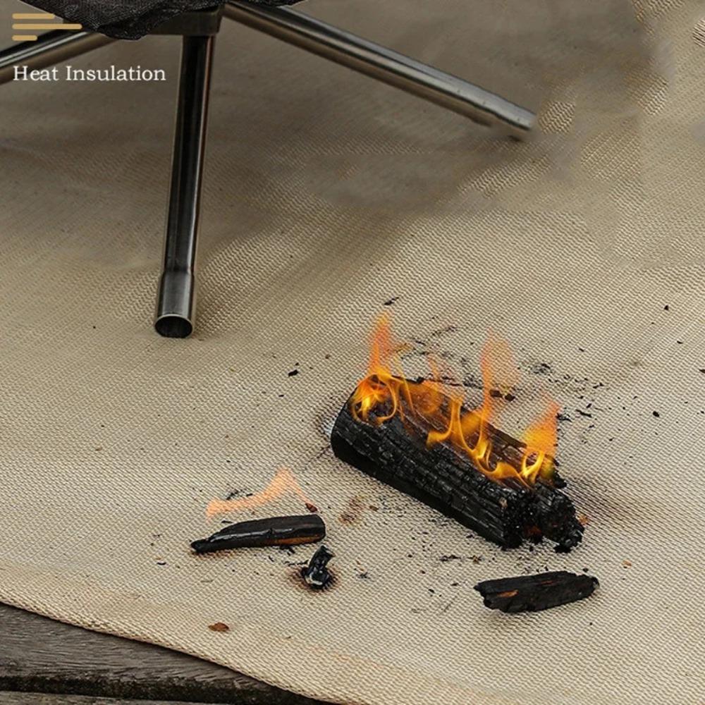 Glass Coated Camping Fireproof Cloth Fiberglass Multidimensional Outdoor Under Grill Mat Blanket Black/Khaki Flame Retardant Mat
