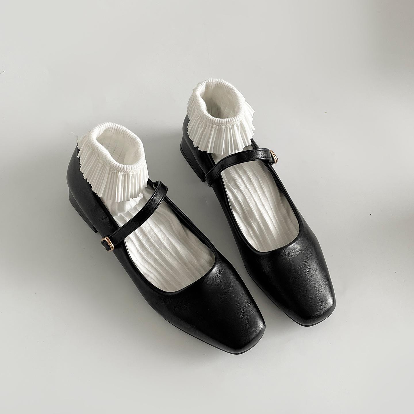 

Queen Fan retro high-end square head thick heel light mouth single shoes women s summer 2025 new skirt Mary Jane shoes 35 чёрный