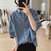 Women's Blouse Spring Summer Simplicity Design Sense Ladies Shirt lantern Sleeve Versatile Fashion Lady Cowboy Shirt