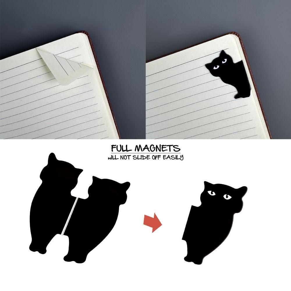 6PCS Black Magnetic Bookmarks Magnetic Pagination Mark New Black Cat Bookmark Students Teachers