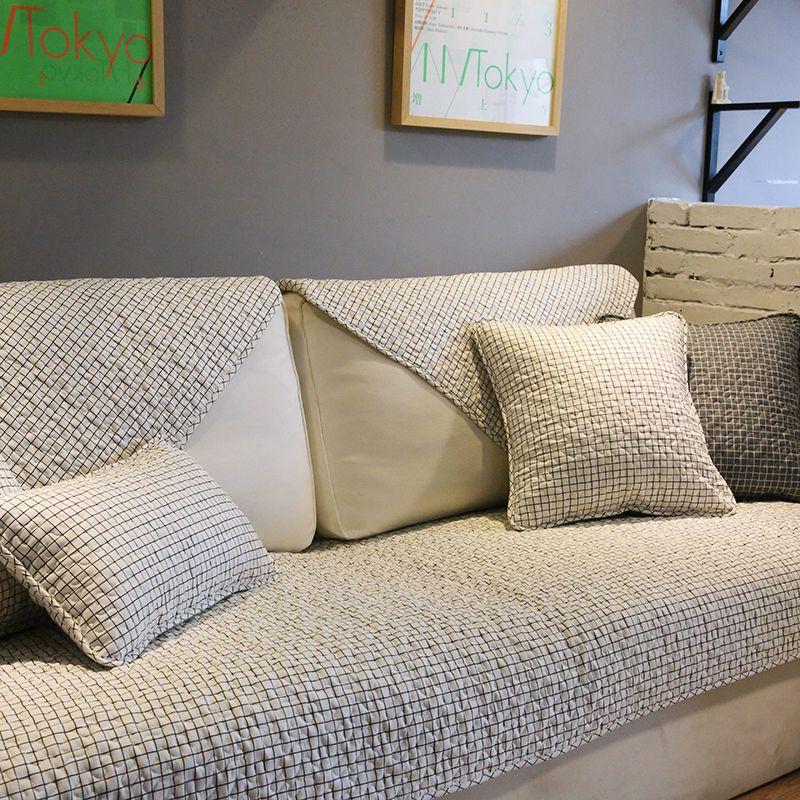 

Minimalist Modern Scandinavian Cotton All Year Round Neutral Sofa Cushion Sofa Towel Non-Slip Fabric Sofa Cover Cover Cloth Scandinavian Classic [White]] Other dimensions