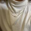 Korean Geometric S925 Sterling Silver Pearl Necklace - Irregular Layered Clavicle Chain
