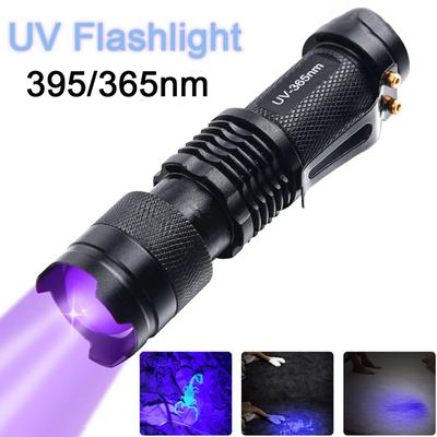 2-in-1 LED UV Taschenlampe Ultraviolett Schwarzlicht Lichter 395/365nm Ausziehbare UV-Taschenlampen Haustier-Urinfleck-Detektorlampen