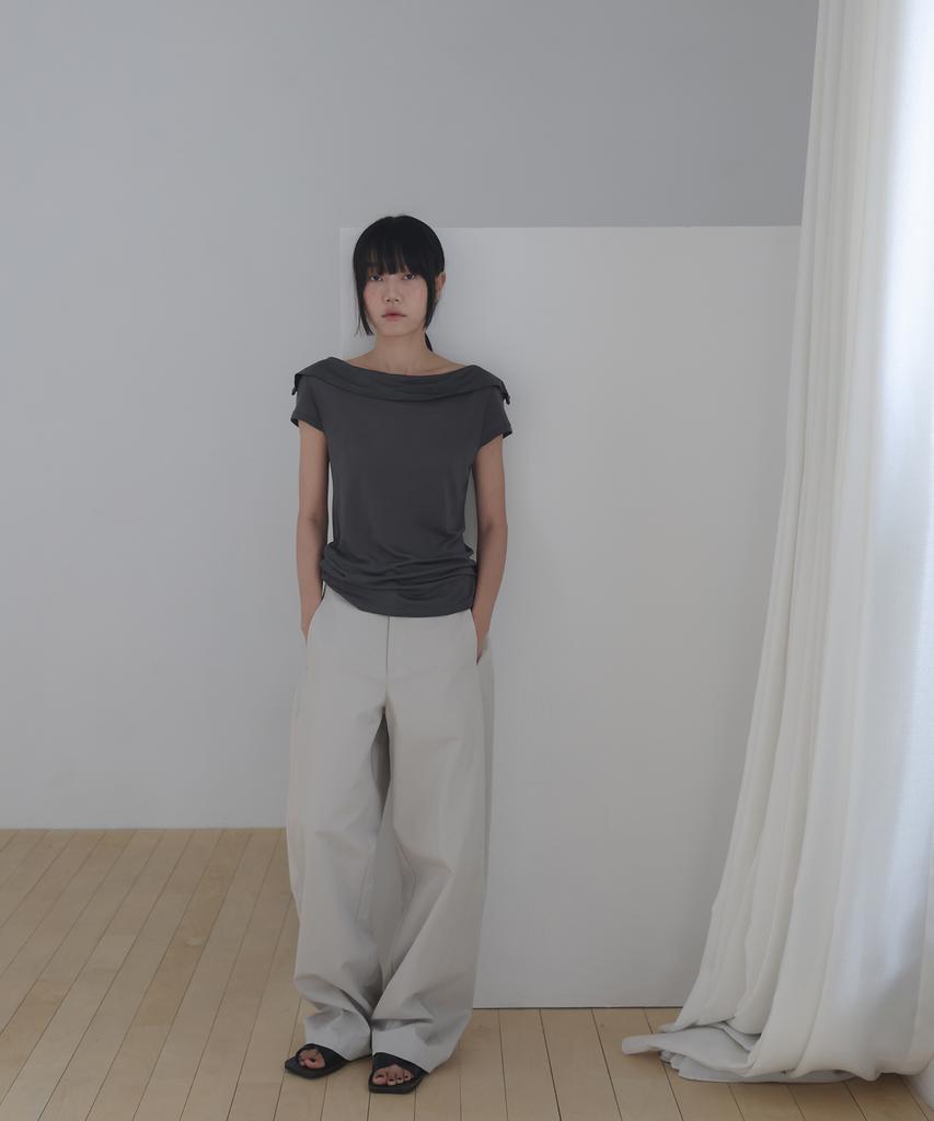 Linte Curved Slacks Beige
