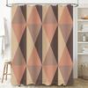 Modern Geometric Shower Curtain Bathroom Decor Pink Beige Brown Color Block Design Waterproof Fabric Shower Caddy