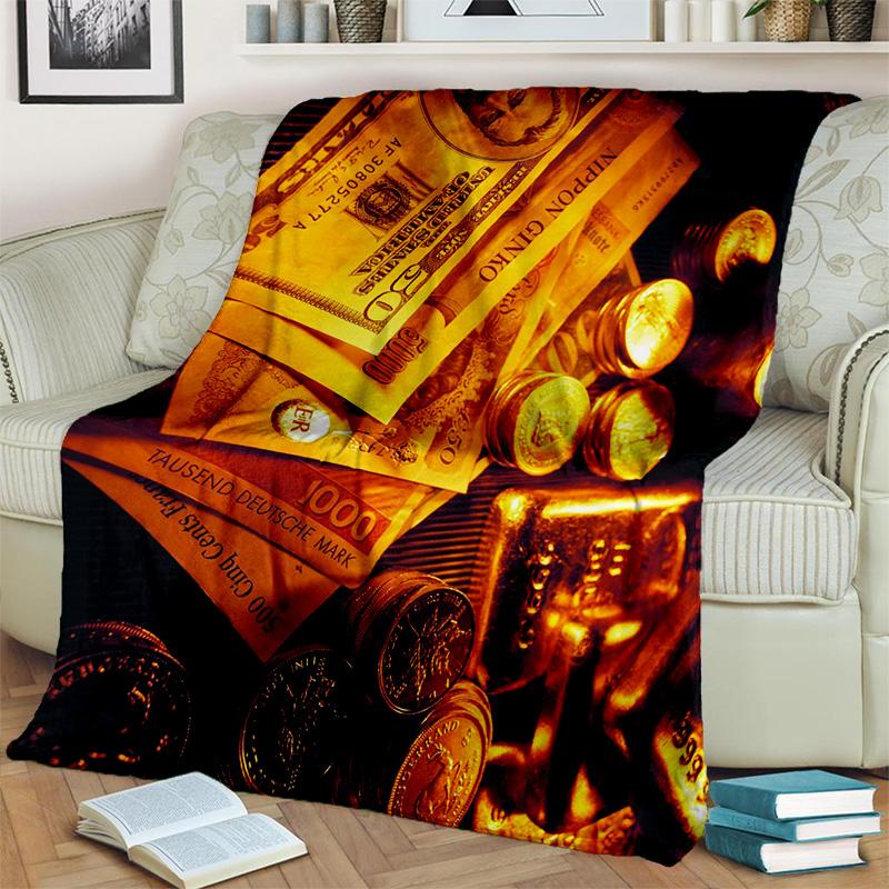 Coperta Ricca con Motivo di Dollari Euro in 3D, Coperta Morbida da Lancio per Casa Camera da Letto Letto Divano Picnic Viaggio Ufficio Coperta Copertura Bambini