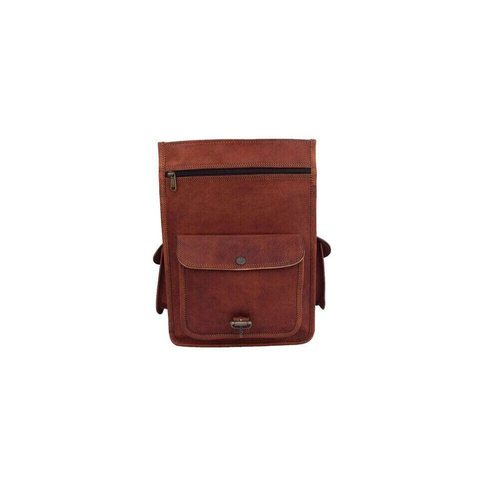 Leather Backpack Shoulder Bag 17" Laptop Rucksack Office School Handbags