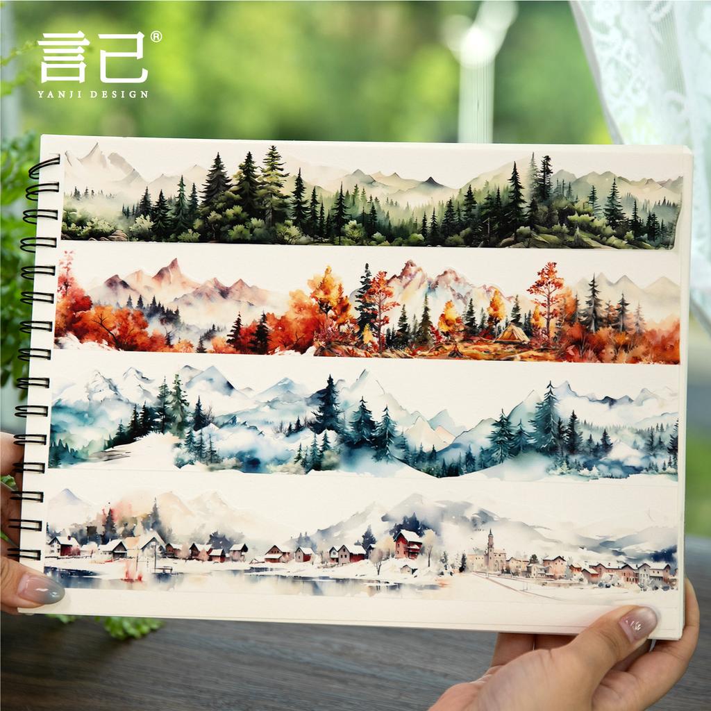 1pcs/1lot Decorative Adhesive Tapes Mountains, Rivers Scrapbooking DIY Scrapbooking Stickers