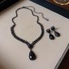 "High-End Luxury Drop Necklace and Earrings Set - European and American Niche Versatile Jewelry"
