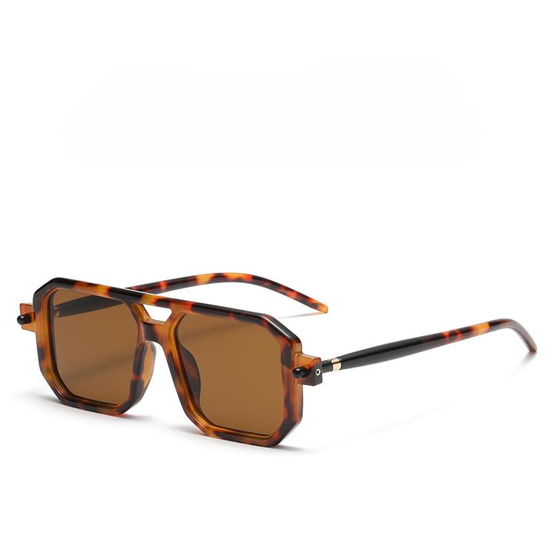 Vintage Square Sunglasses for Men Women  Retro Double Bridge Male Sun Glasses Eyewear Trendy Luxury Brand Design