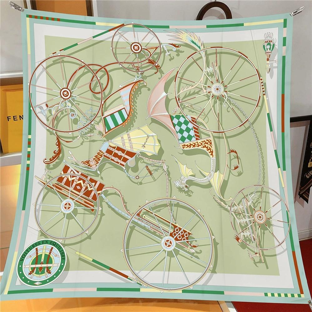 Four Season 90CM Square Scarf Fashion Colorful Royal Carriage Twill Scarf Shawl Hijabs Bandana Neckerchief For Ladies