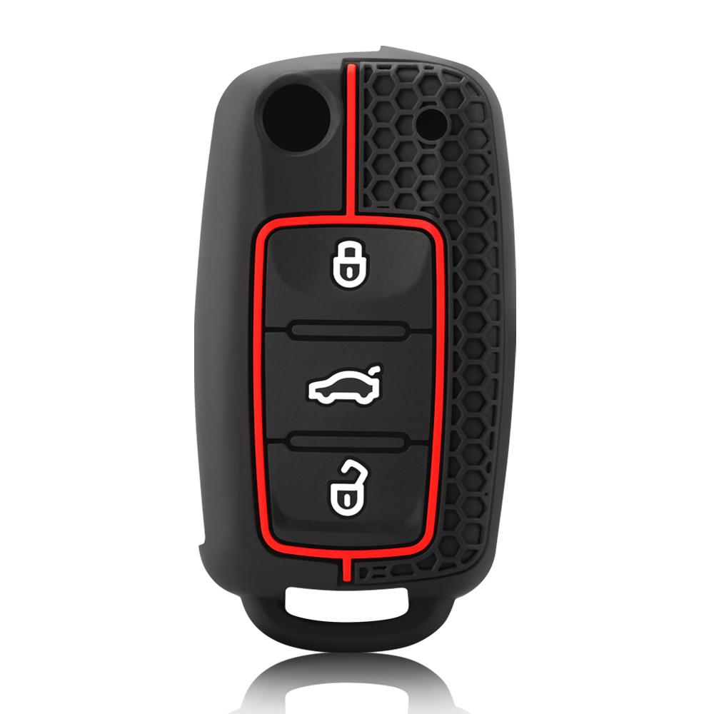 

Чехол для автомобильного ключа силиконовый чехол для Volkswagen VW Polo Golf Passat Tiguan Beetle Caddy T5 Up Eos Skoda Octavia Seat Leon Altea красный