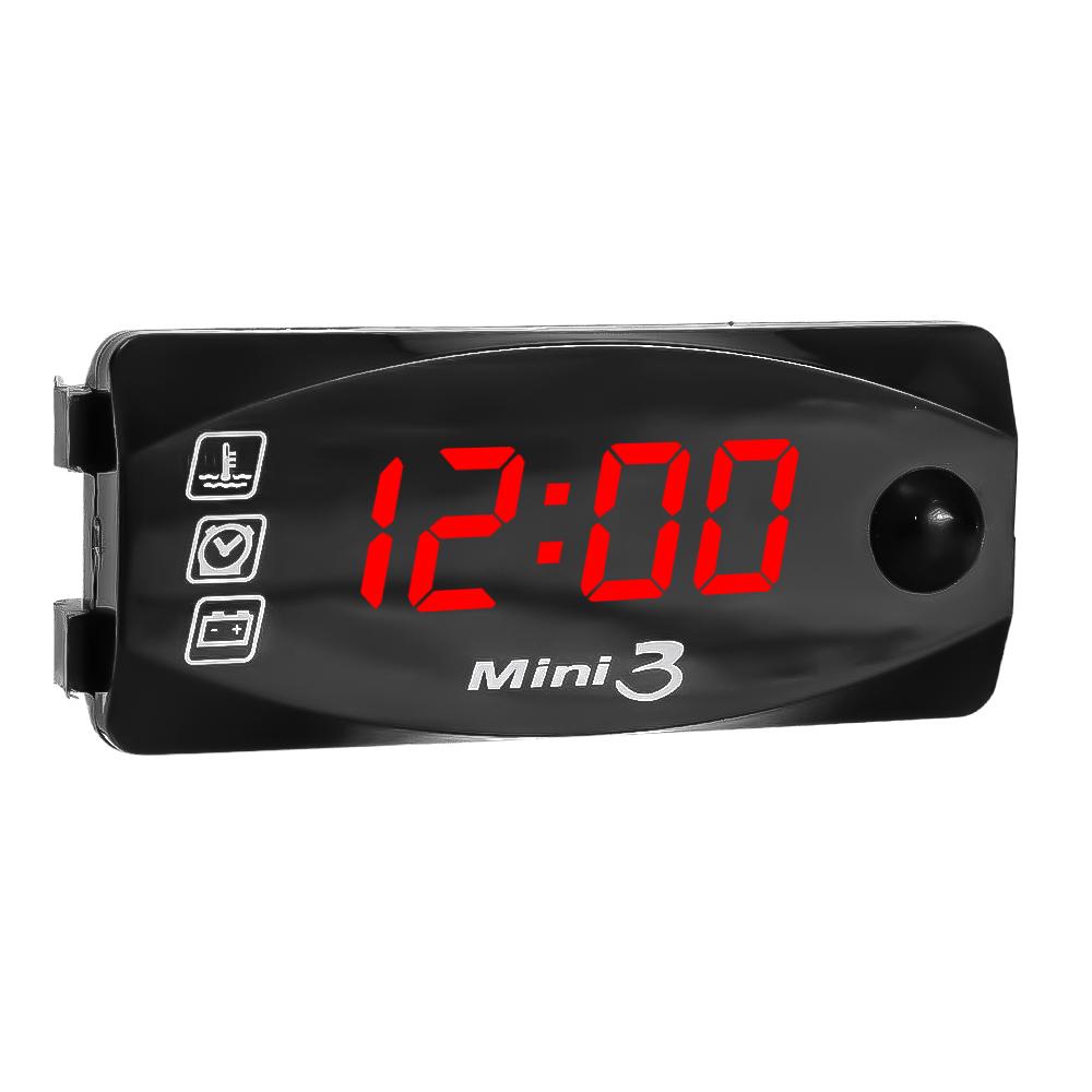 LED 3 In 1 Voltmeter Set Motorcycle Electronic Clock Digital Display VoltmeterWatch IP67 Waterproof Dustproof Motor Thermometer