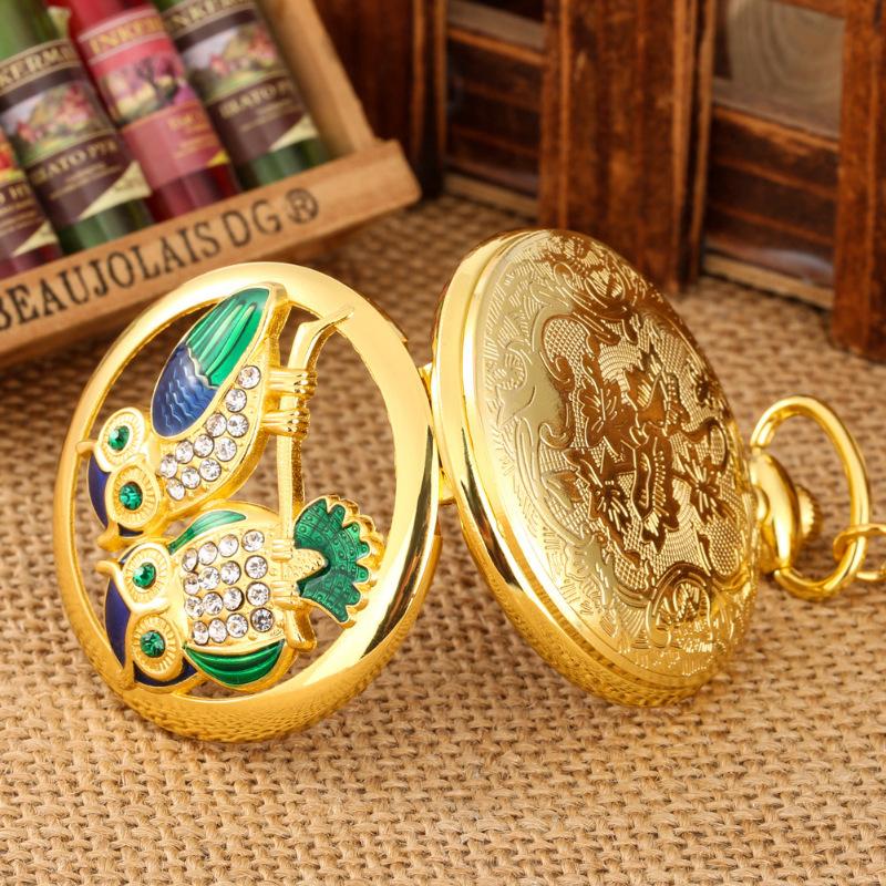 Strass Eule Taschenuhr Vintage Herren Damen Quarzuhren Accessoires Weihnachtsgeschenke