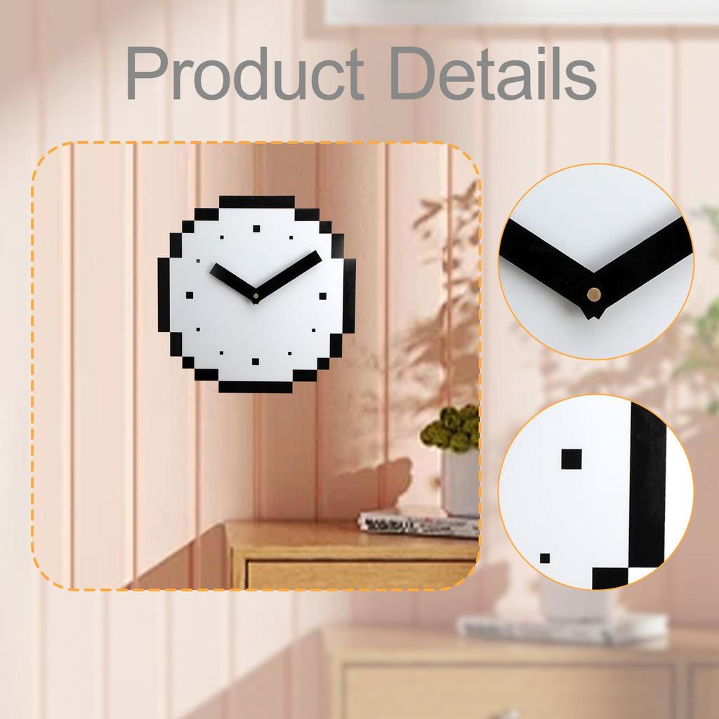Wall Clock Art Clock Modern Fashion Mosaic Unique Minimalist Stylish Ornament for Bedroom Kitchen Studio Office Decoration