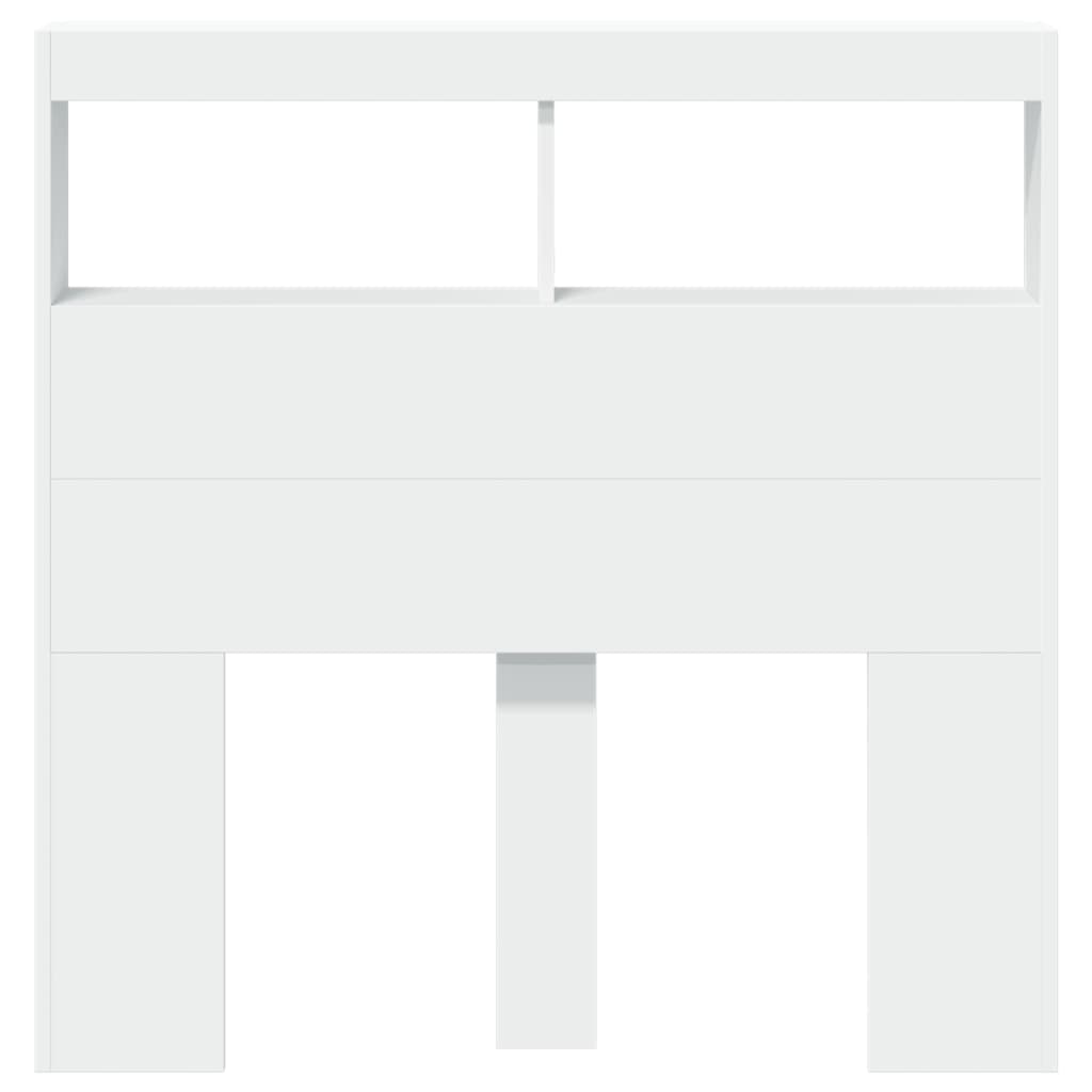 LED Headboard with Shelves White 100 X 17 X 102 Cm