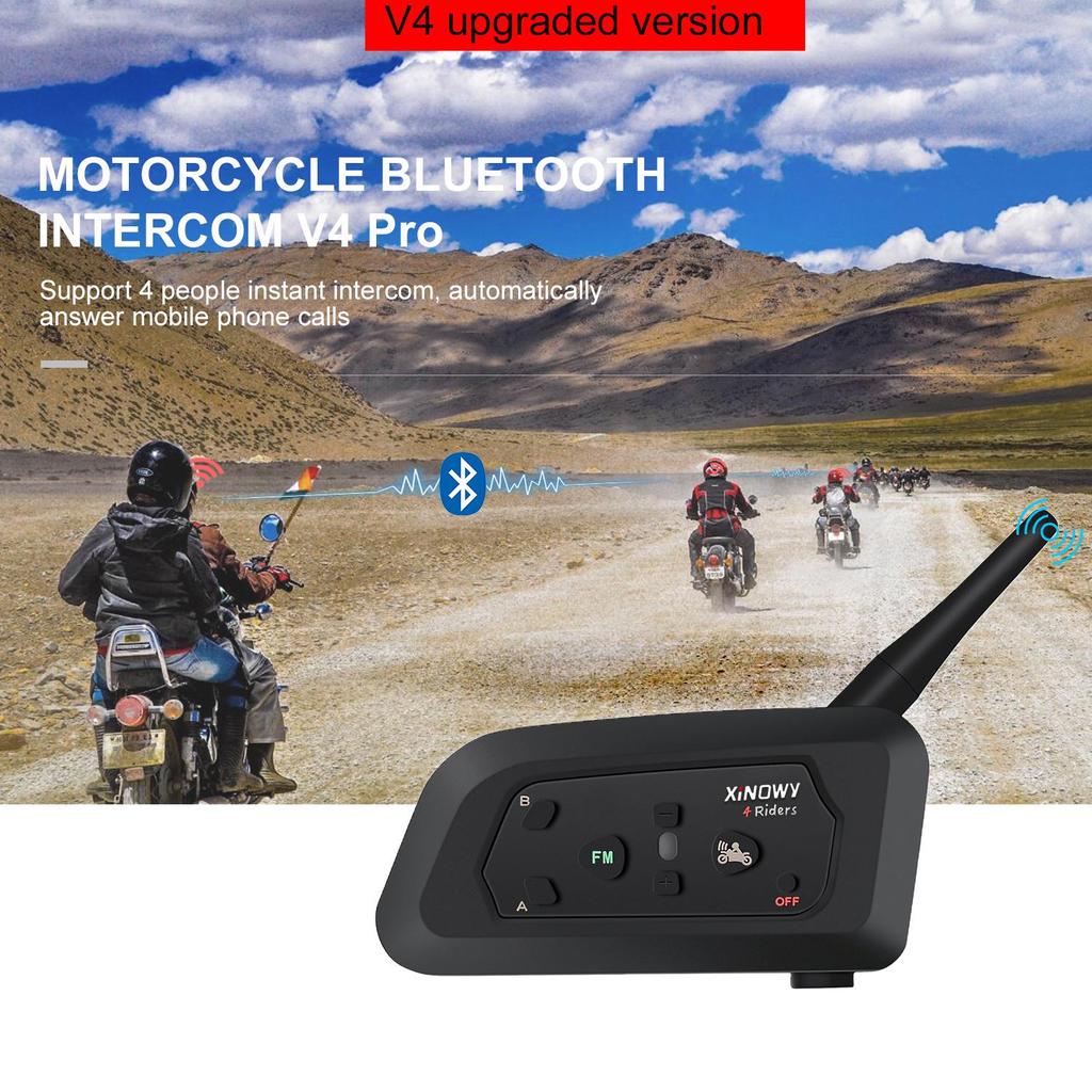 Xinowy V4Pro 4-Person Bluetooth Motorcycle Intercom Helmet Headset