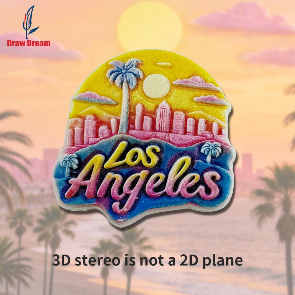 

1Pc Creative 3D Sunset of Los Angeles, Usa, Refrigerator Magnet, World Travel Souvenir Collection, Suitable for Home and Office Decoration, закат