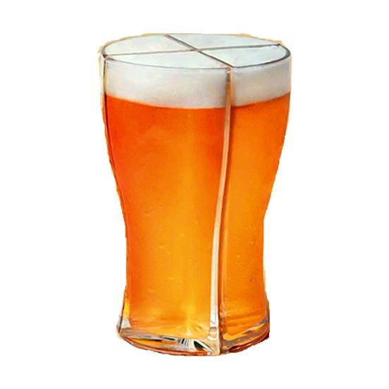 Delbara 4-delade tjocka klara ölglas mugg kopp med stor kapacitet för klubb bar