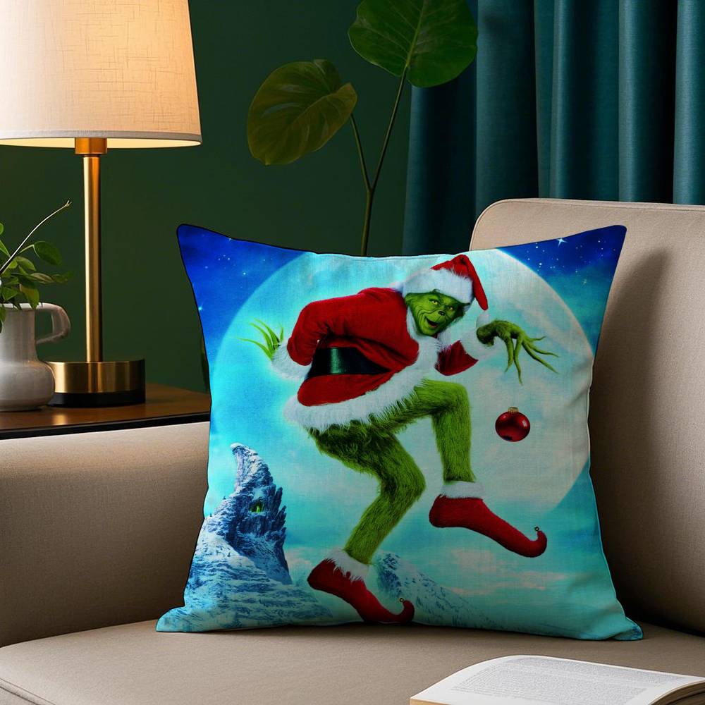 Cartoon Green Monster Pillow Case Short Plush Print Cushion Cover Square Throw Pillow Covers Sofa Home Decor