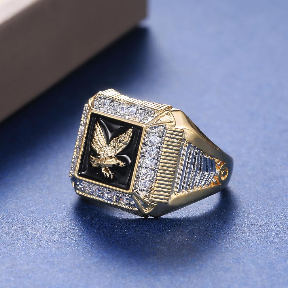 Bohemia Domineering Soldier Badge Armor Men's Ring Vintage Punk 14k Gold Handmade Carved Rings Gold Jewelry 18k