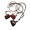 Leather Coin Necklace Pendant with Long Rope & Earphone Case