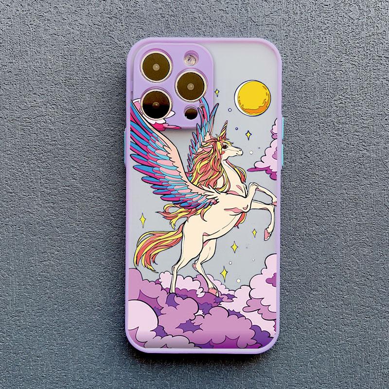 Cartoon Unicorn Phone Case For iPhone 12 13 Pro Max Mini XR XS X 8 7 Plus Back Cover For iPhone 11 14 Pro Max Shockproof Shells