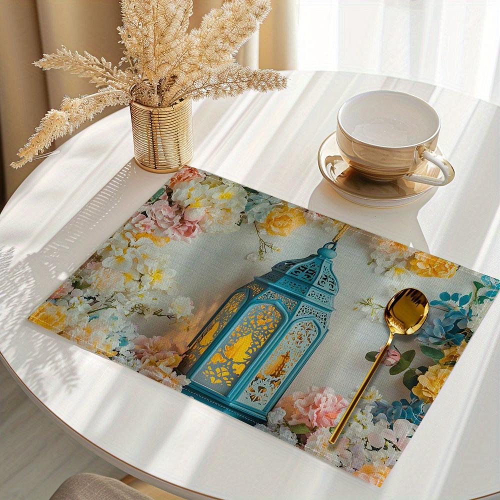 6PC Ramadan Eid Mubarak Printed Placemats Table Cover, Washable Placemats for Kitchen Dining Home 6PC 30X45cm