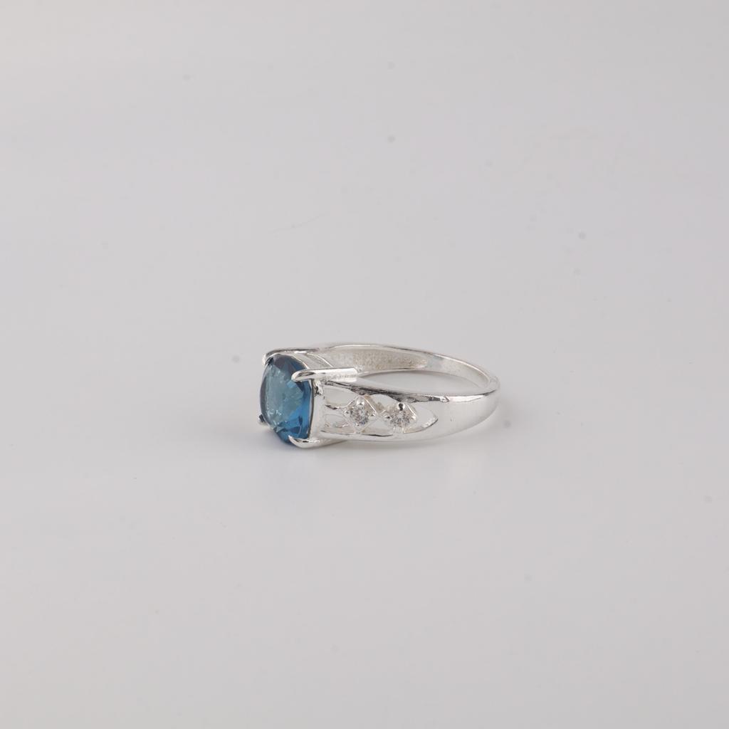 London Blue Topaz Gemstone 925 Sterling Silver Pretty Wedding Ring For Bride CZR-15-7