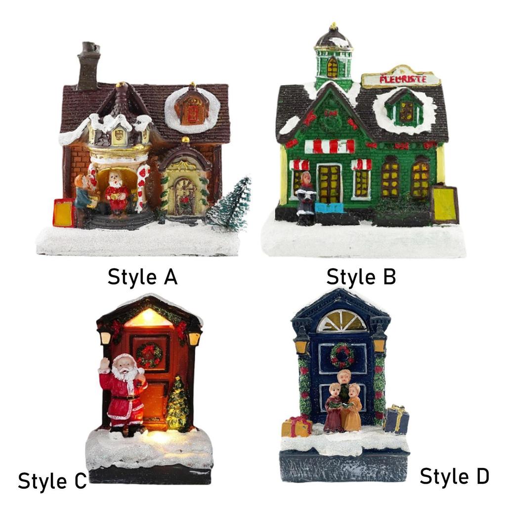 Lighted up Village House Xmas Ornament for Cabinet Livingroom Home