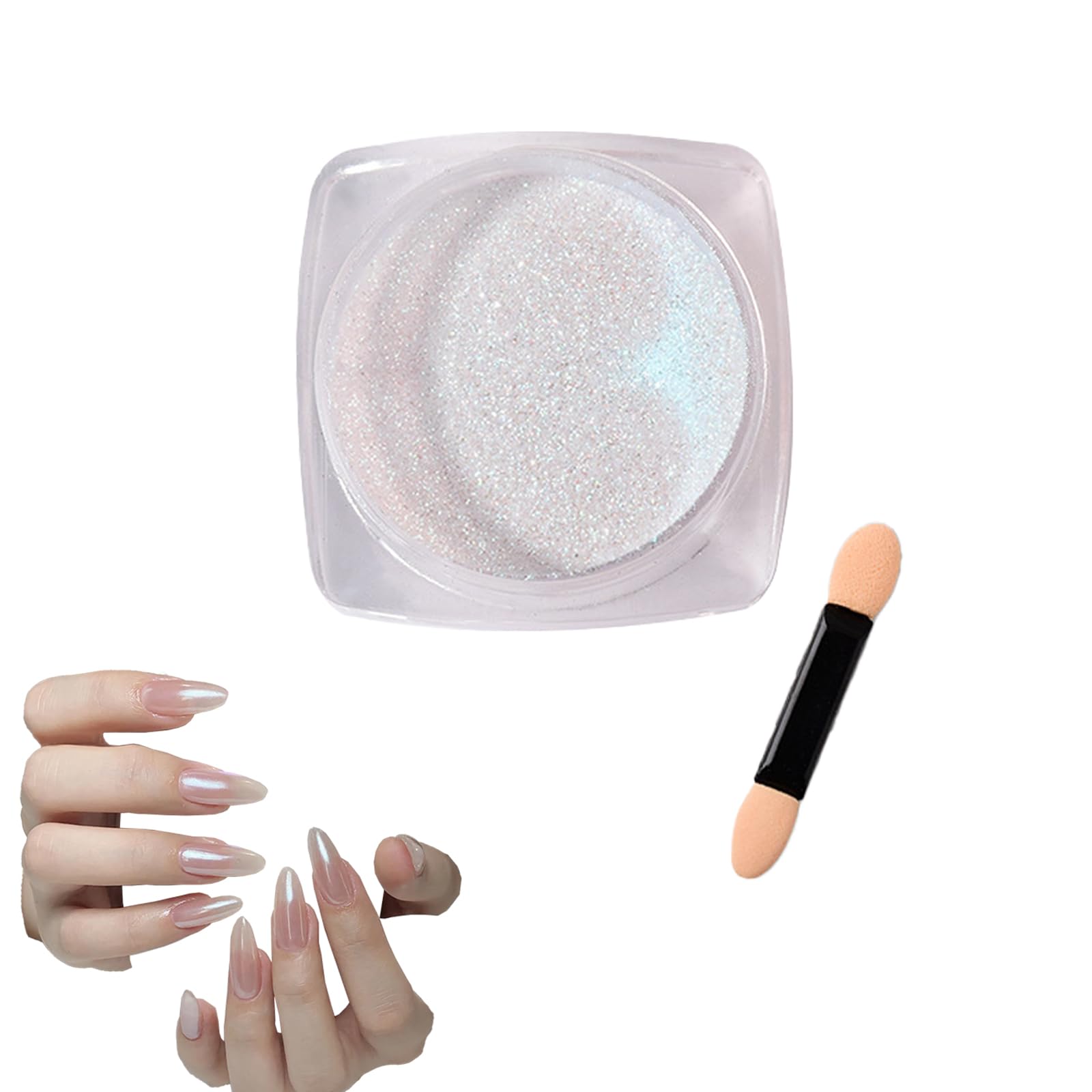 

[LUYING] Aurora Nail Powder, DIY Nail Powder, White Solid Nail Mirror Powder with Fine Grains, for Nail Salons, Home Use, and Nail Art Shops,