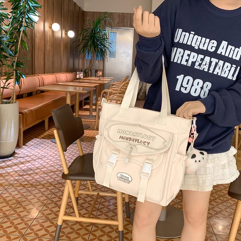 Color Block Shoulder Bag Women's Large Capacity Tote Bag Lightweight Handbag Student Crossbody Bag