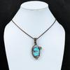 Tibetan Turquoise Gemstone Copper Wire Wrap Pendant Jewelry Gift For Love