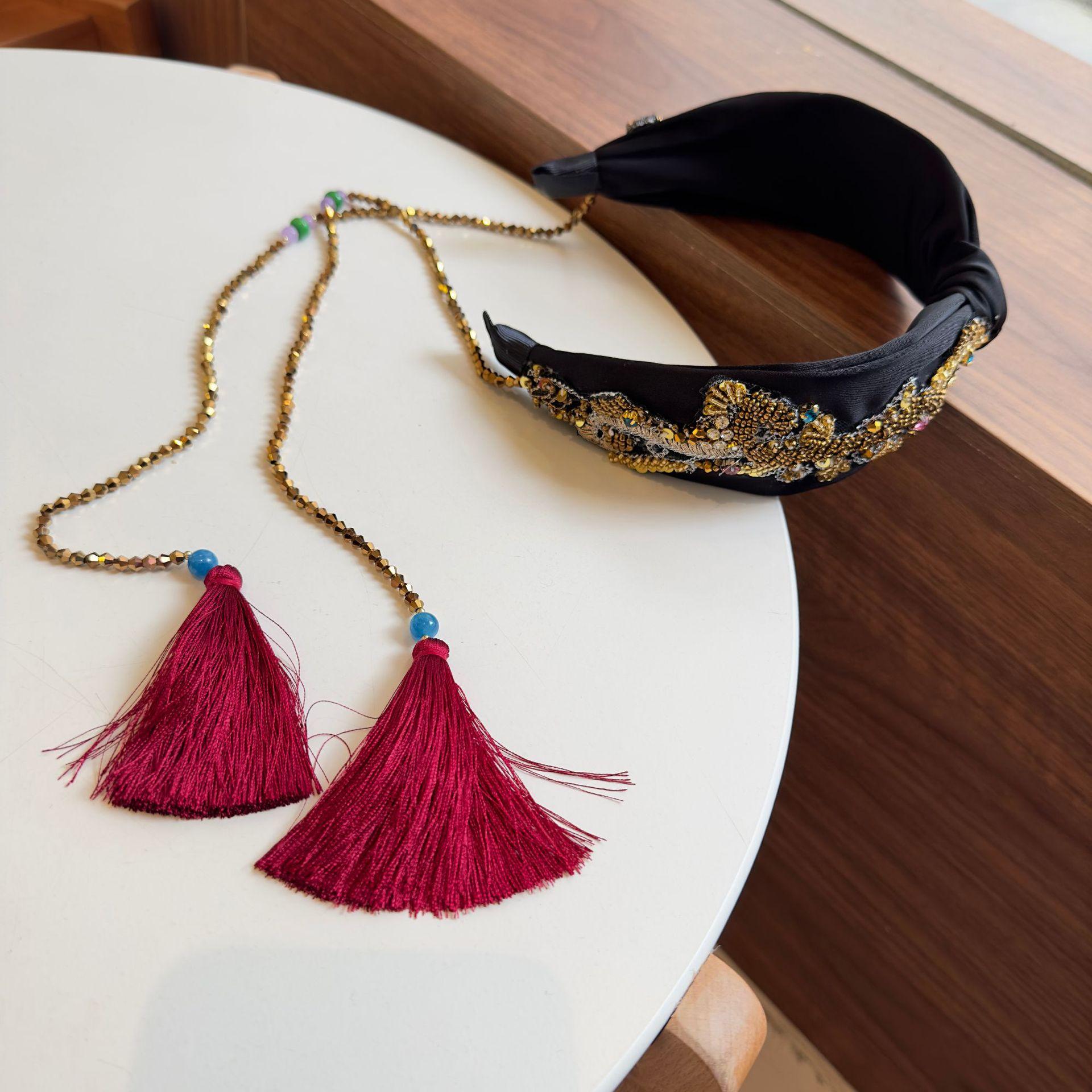 

ew Роскошные Богемные Аксессуары для Волос Повязка на Голову Розовый Кристалл Бант Барочная Повязка на Голову Центральное Украшение для Головы для Женщин Свадьба